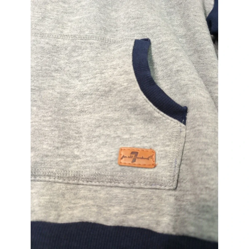 7 For All Mankind Boys Hoodie Gray Navy Colorblock Pullover Size 5‎